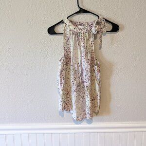 14th & Union Sleeveless Floral High Cut Blouse XS